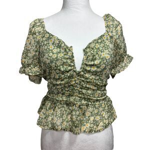 Mele E Pere Smocked Blouse Womens M Cottagecore Y2K‎ Boho Romantic Soft Girl